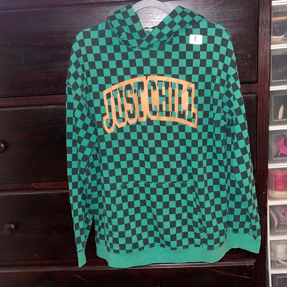 #8 - H&M Green and Black Checkered Sweatshirt
